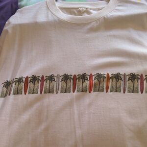 Beige Surfboard and Palm Tree Tee